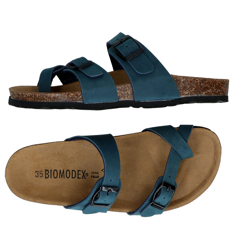 Biomodex Blauwe Teenslippers in kunstleer (290059)