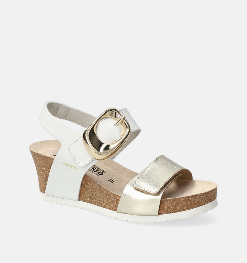 Mephisto Leandre Witte/Gouden Sleehak Sandalen voor dames (369956)