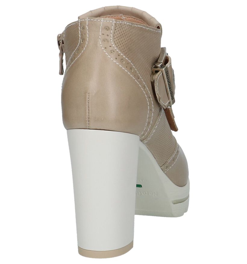 Donker Beige Enkelpumps NeroGiardini met Franjes in leer (221296)