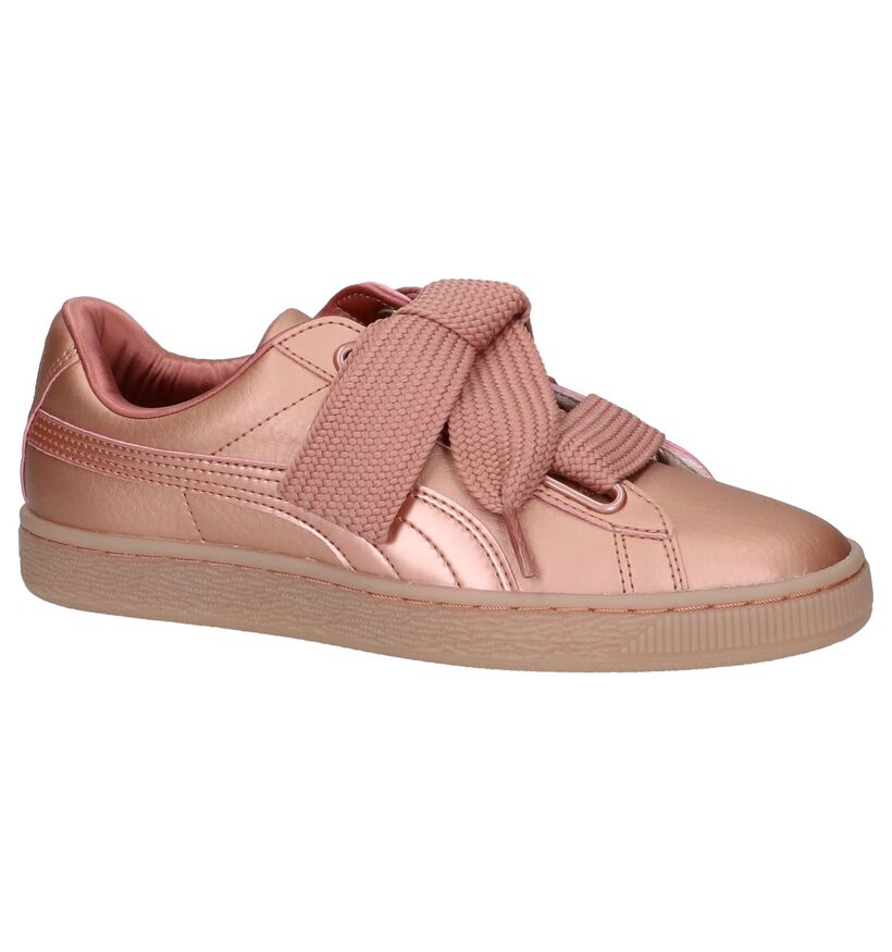 Rose Gold Lage Sneakers Puma Basket Heart in kunstleer (207274)