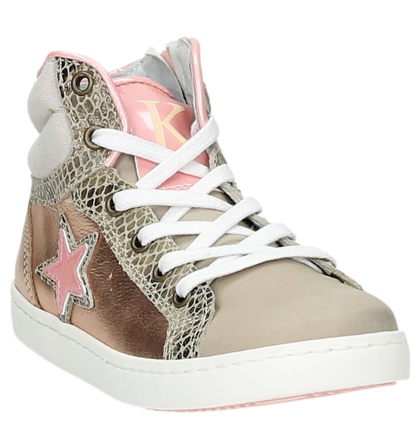 Roze Kanjers Hoge Sneakers in leer (159492)