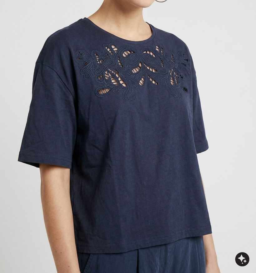 Minuit Douze Softly Donkerblauwe t-shirt voor dames (381857)
