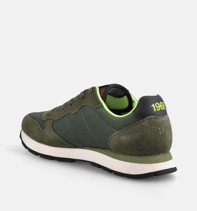 Sun68 Tom Fluo Chaussures plates en Vert kaki pour hommes (379399) - pour semelles orthop&eacute;diques