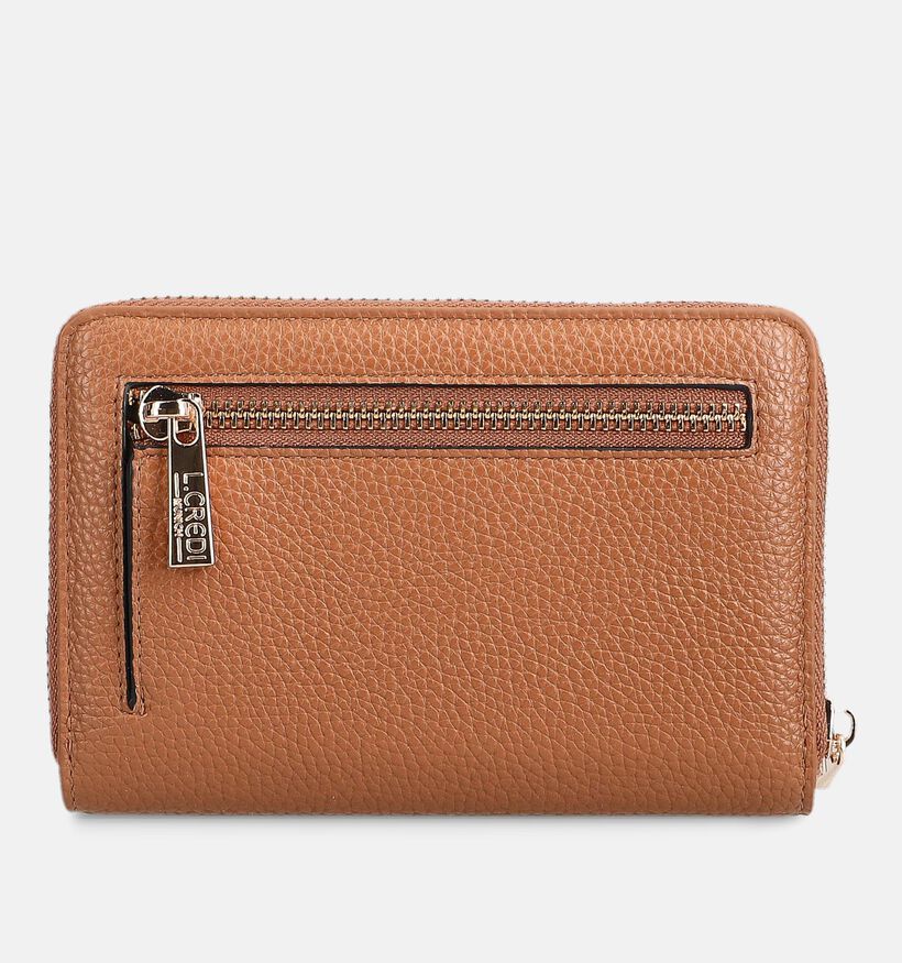 L.Credi Porte-monnaie zipp&eacute; en Cognac pour femmes (379572)