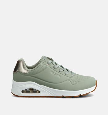 Skechers Uno Low Sneakers Zwart/Taupe/Groen