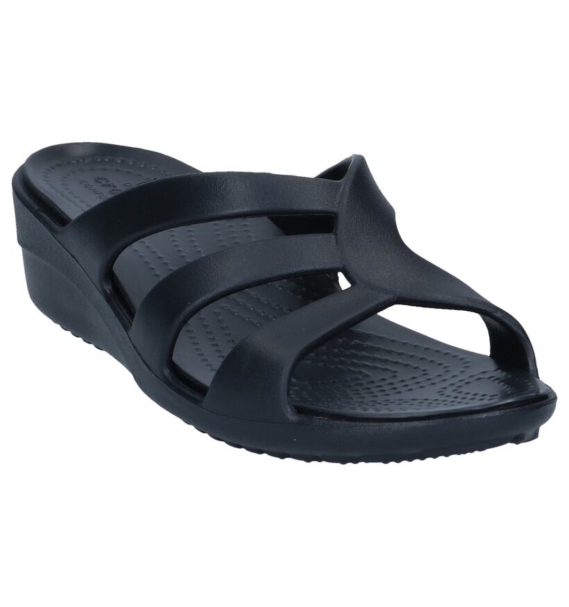 Zwarte Slippers Crocs Sanrah Strappy Wedge, Zwart, pdp