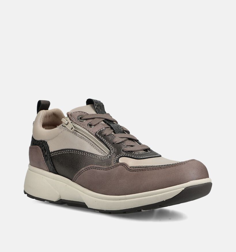 Xsensible Grenoble Taupe Schoenen met Veter en Rits voor dames (378995) - geschikt voor steunzolen