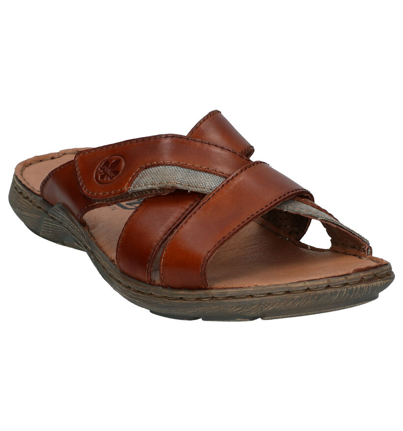 Rieker Nu-pieds casual en Cognac en cuir (288359)