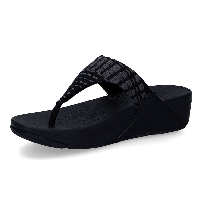 FitFlop Lulu Art Denim Tongs en Noir en textile (304862)