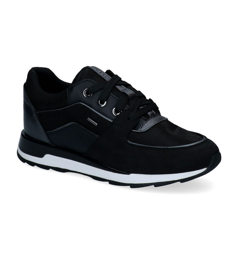 Geox New Aneko Zwarte Sneakers in leer (301056)