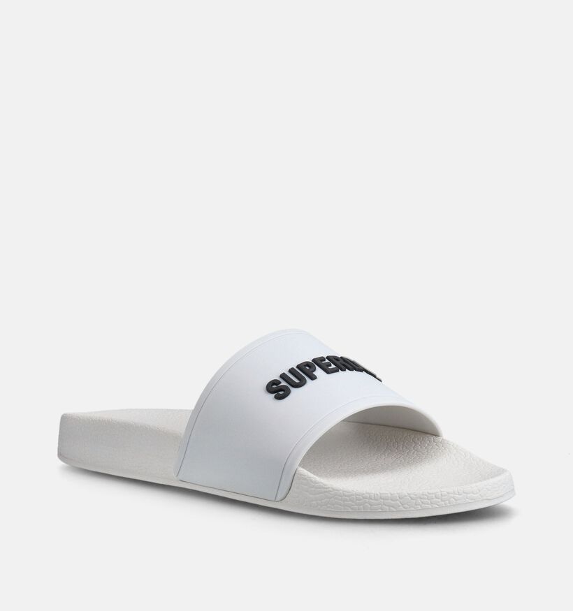 Superdry Premium Graphic Pool Slide Claquettes en Blanc pour hommes (369277)