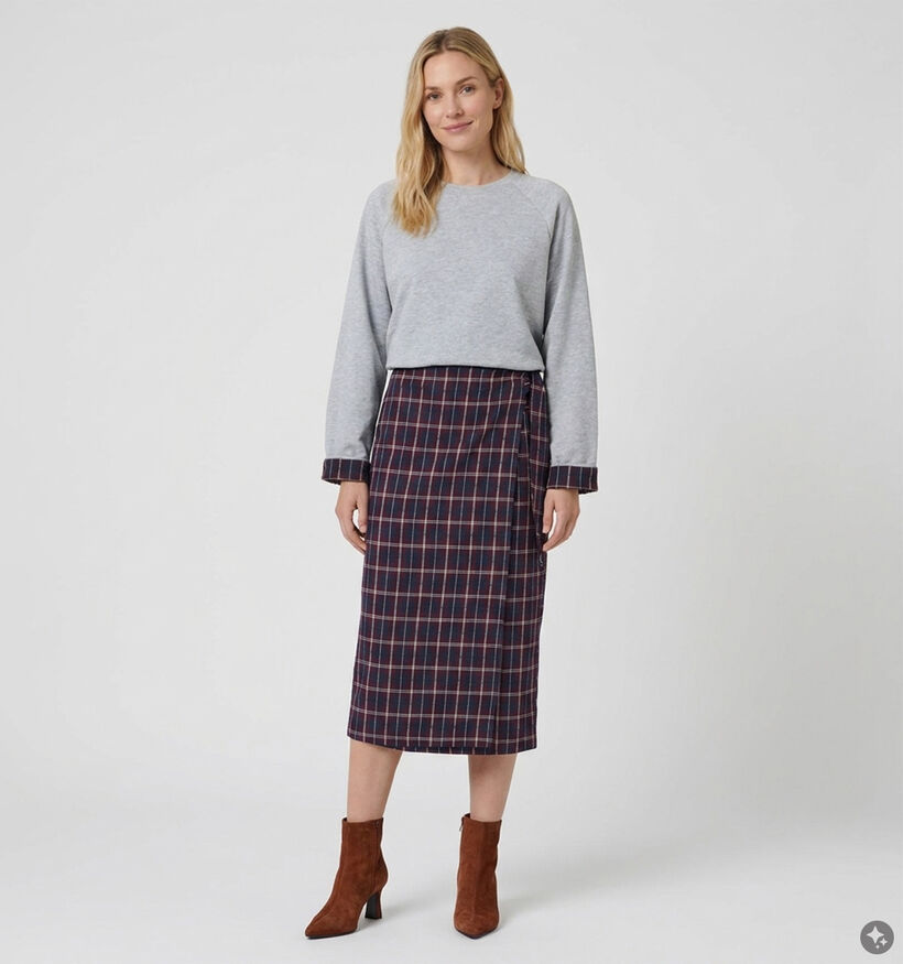Vila Relle Checked Long Donkerblauwe Geruite Rok voor dames (382042)