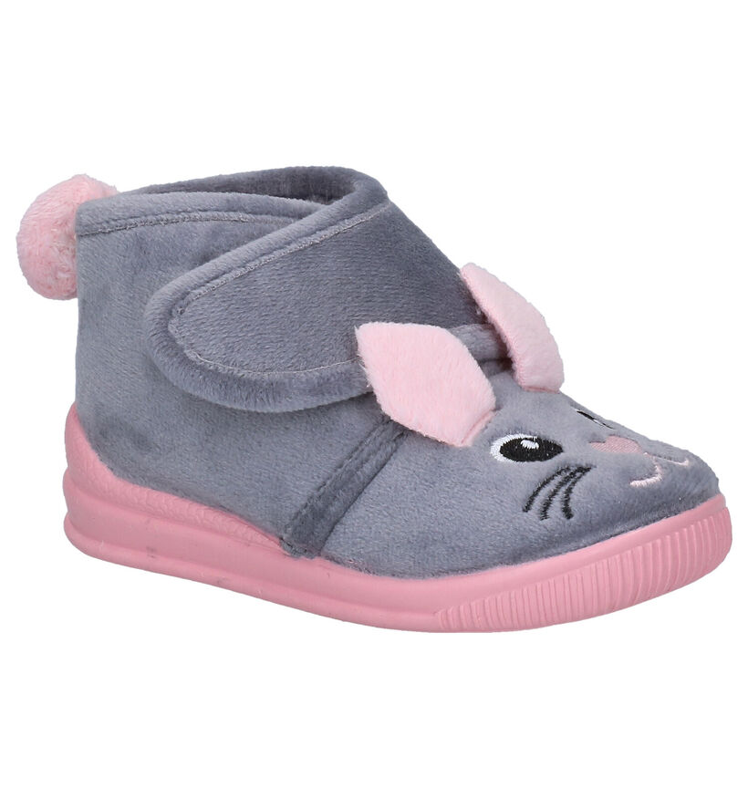 Milo & Mila Grijze Pantoffels in stof (283930)