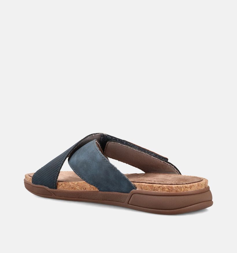 Rieker Nu-pieds plates en Bleu pour hommes (370514)