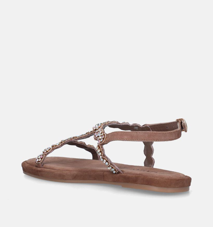 Lazamani Sandales plates en Cognac pour femmes (338384)