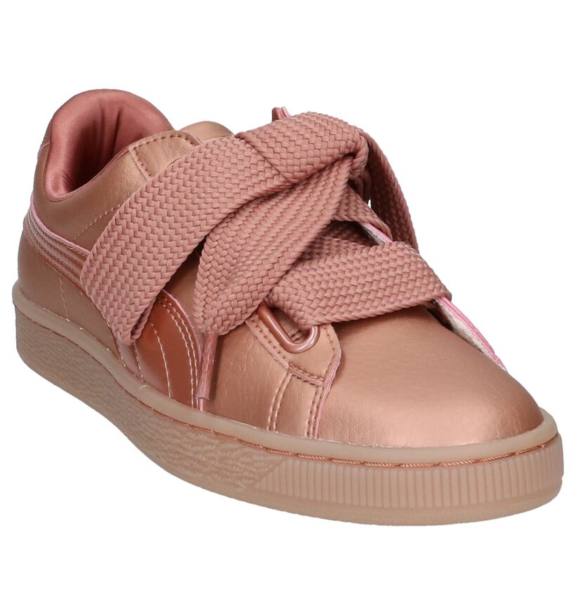 Rose Gold Lage Sneakers Puma Basket Heart in kunstleer (207274)