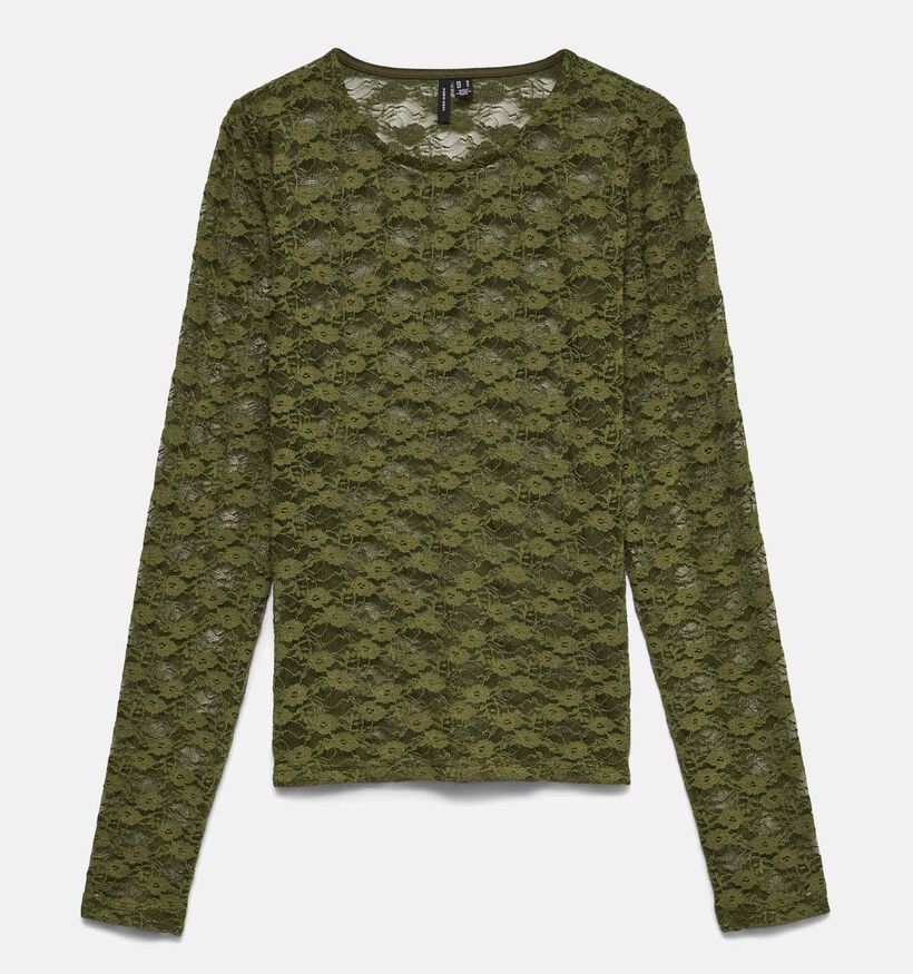 Vero Moda Bonita O-Neck Diepgroene Kanten T-shirt voor dames (379695)