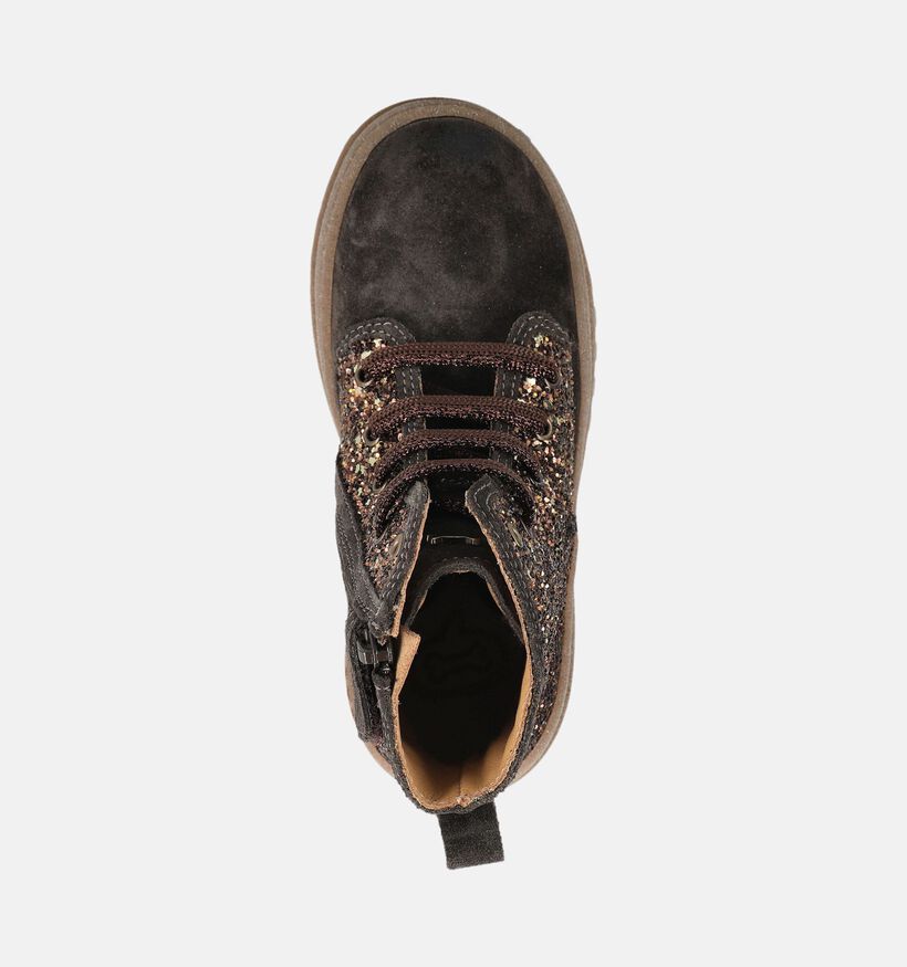 STONES and BONES Blesa Boots &agrave; lacets en Brun fonc&eacute; pour filles (378226) - pour semelles orthop&eacute;diques