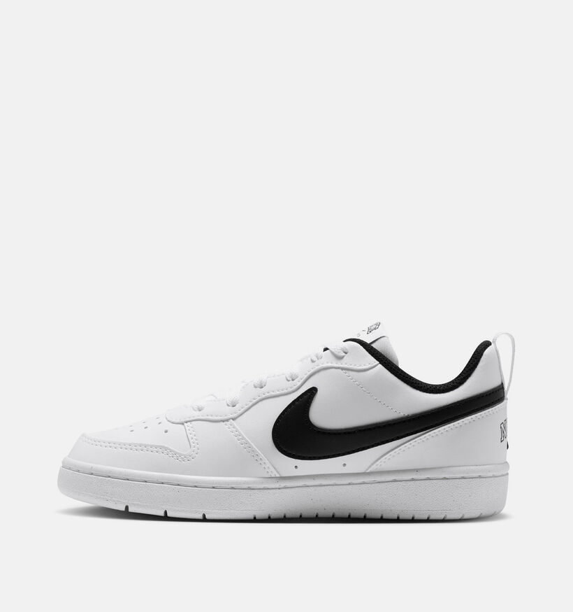 Nike Court Borough Low 2 Witte/Zwarte Sneakers voor jongens (380741)