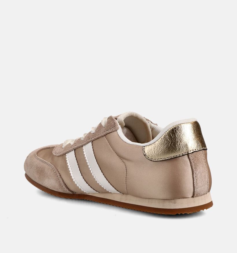 Signatur Beige/Gouden Sneakers met Satijnen Veters voor dames (368824) - geschikt voor steunzolen