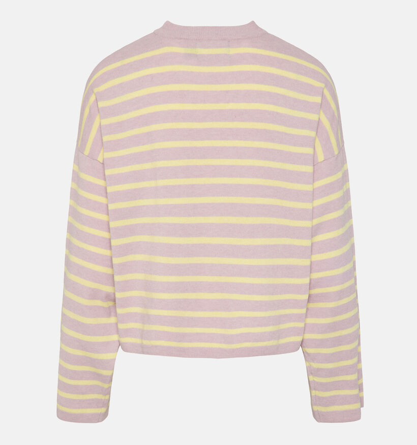Pieces Mille Longsleeve en Rose/Jaune Pastel pour femmes (368501)