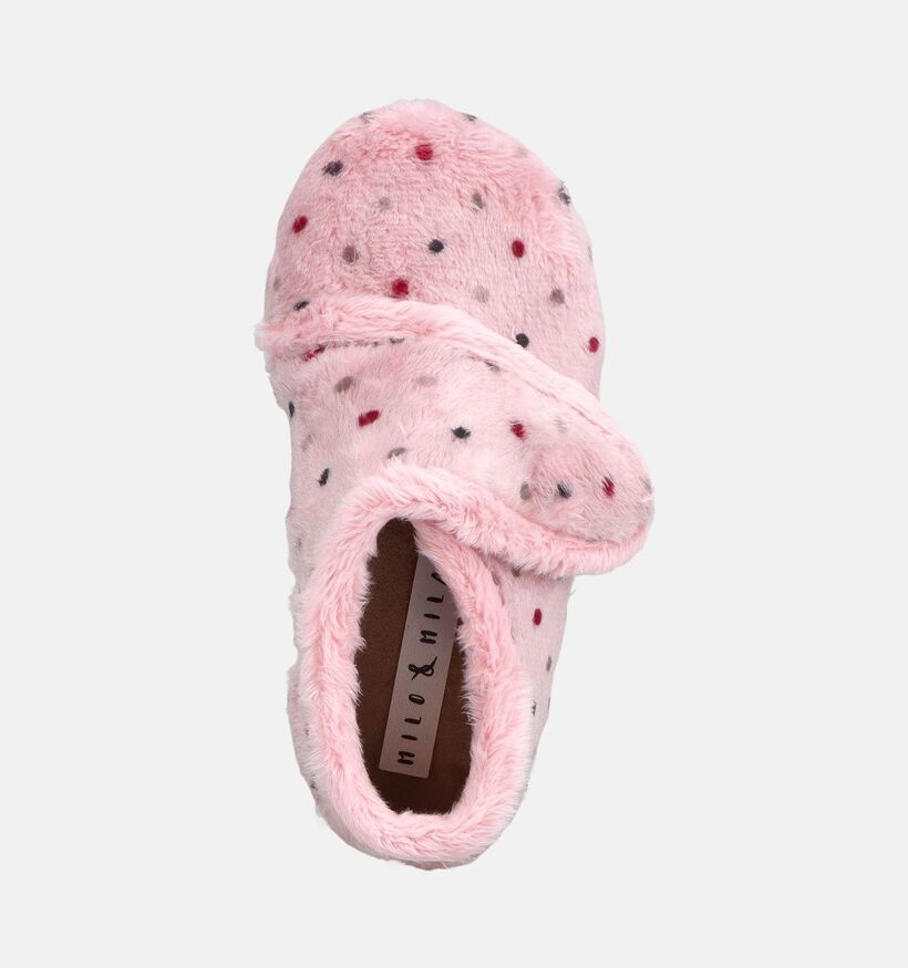 Milo & Mila Pantoufles en Rose pour filles (381135) - pour semelles orthop&eacute;diques