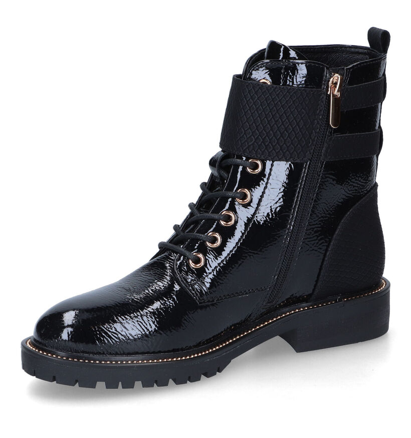Poelman Boots à lacets en Noir en simili cuir (318227)