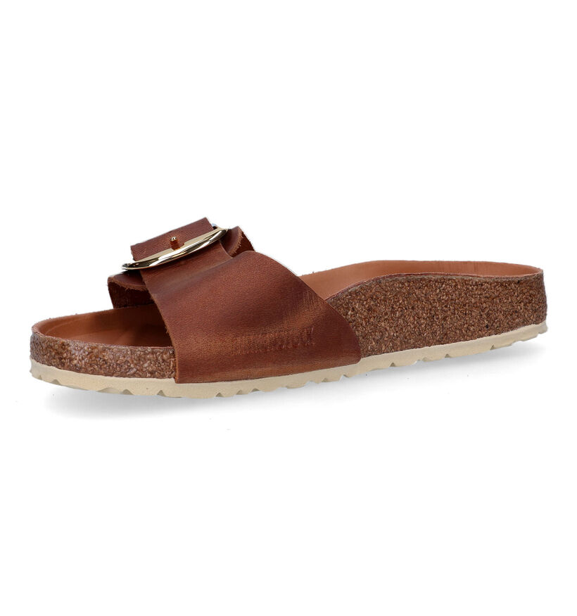 Birkenstock Madrid Big Buckle Cognac Slippers in kunstleer (322649)