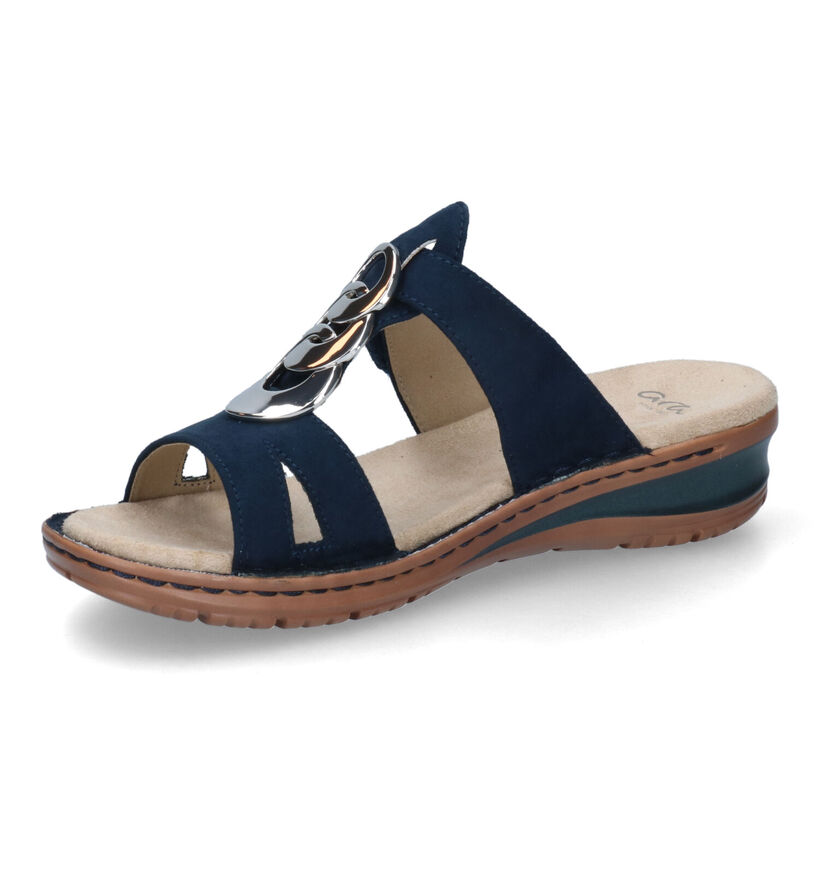 Ara Hawaii Blauwe Slippers in stof (307695)