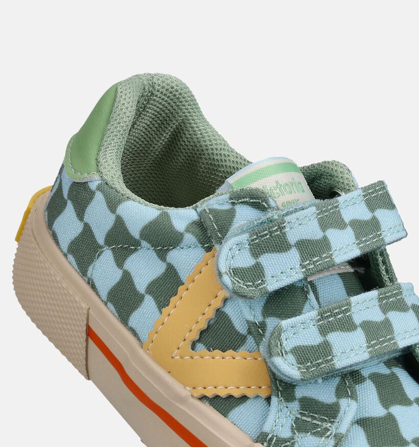 Victoria Tribu Minimalista Lona Baskets Checkerboard en Vert pour filles, gar&ccedil;ons (371004) - pour semelles orthop&eacute;diques