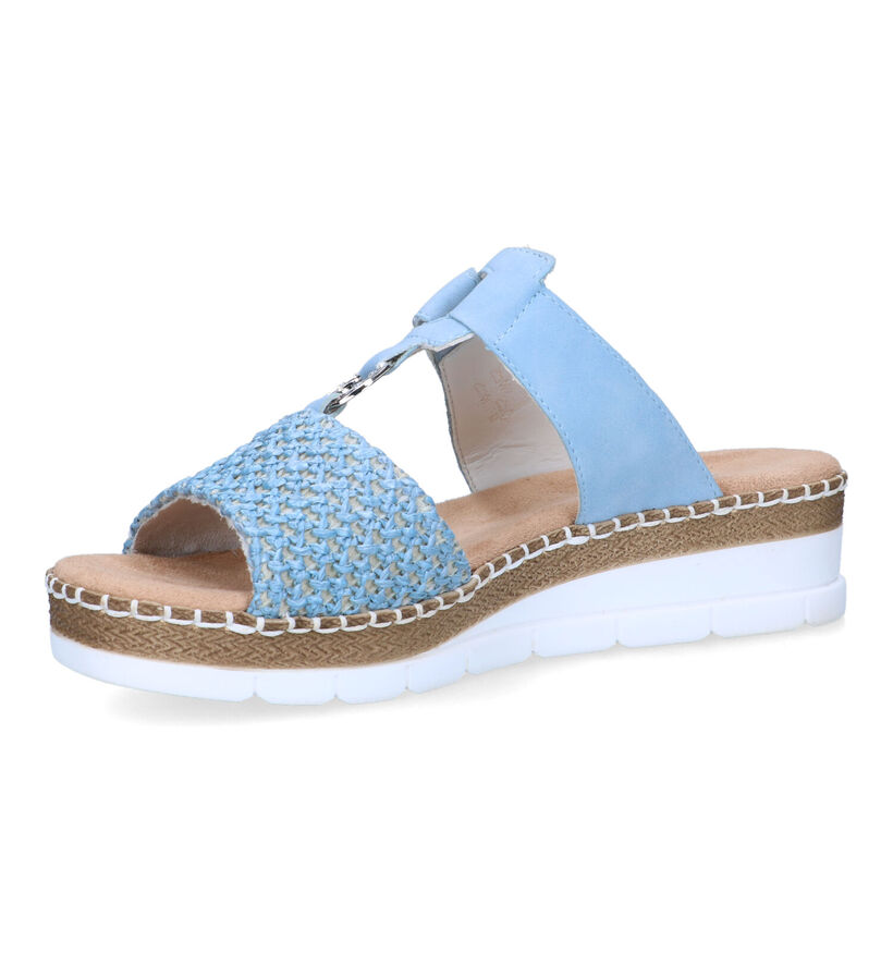 Rieker Blauwe Slippers met sleehak voor dames (339059)