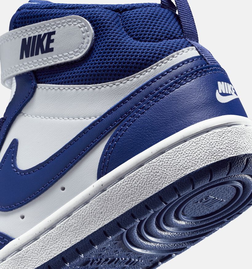Nike Court Borough Baskets montantes en Blanc/Bleu pour garçons (364597)
