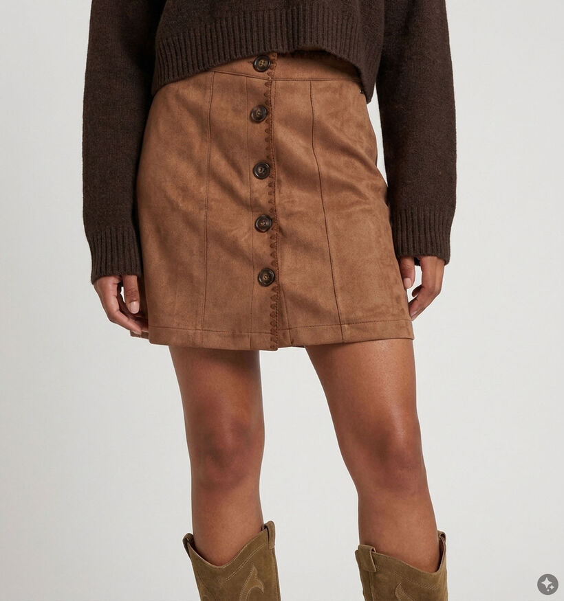 Deeluxe Original Billie Bruine Korte Rok met Knopen voor dames (382285)