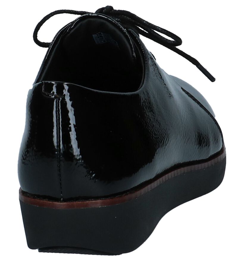FitFlop Derby Crinkle Patent Lace Up Zwarte Veterschoenen in lakleer (225576)
