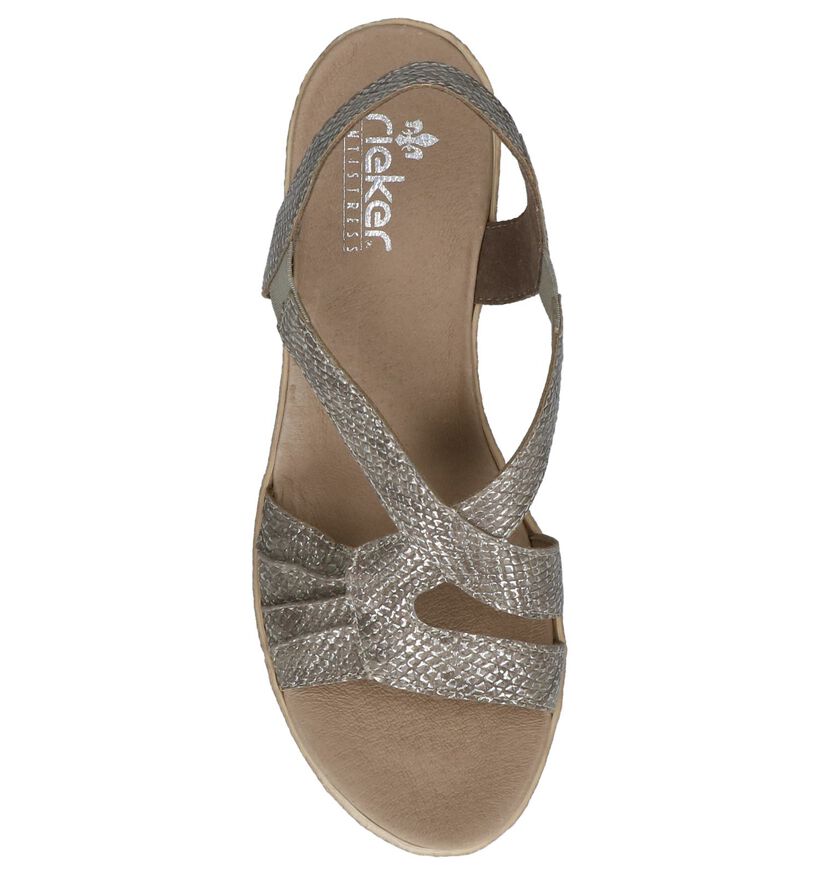 Zilveren Sandalen met Sleehak Rieker, , pdp