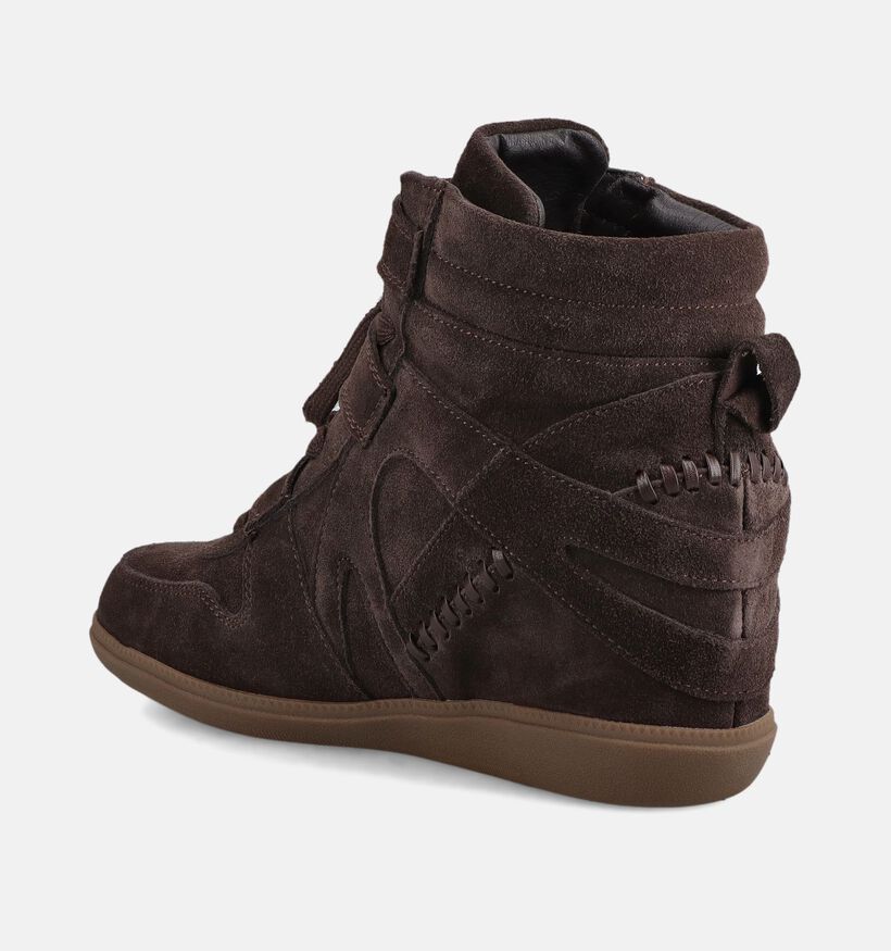 Poelman Baskets montantes avec Talon Compens&eacute; en Marron pour femmes (382832)