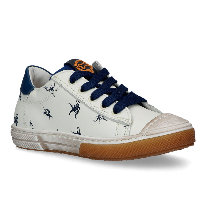STONES and BONES Rulte Ecru Veterschoenen met dino's voor jongens (322104) - geschikt voor steunzolen