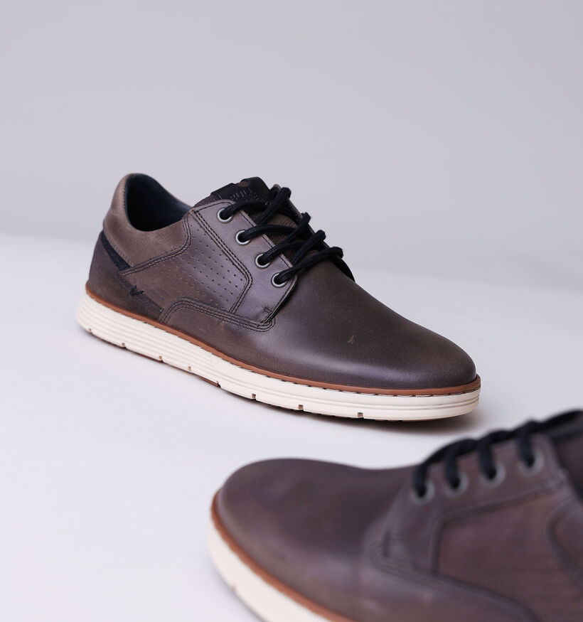 Bullboxer Grijze Veterschoenen voor heren (344479) - geschikt voor steunzolen