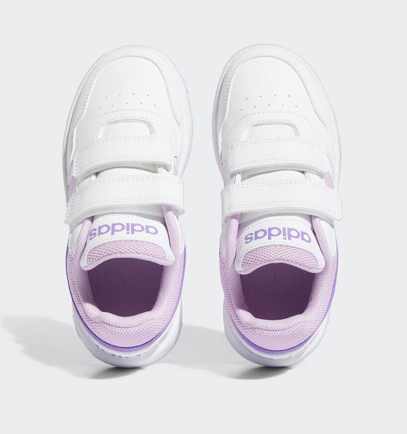 adidas Hoops 3.0 Cloudfoam Baskets en Blanc/Rose pour filles (366038) - pour semelles orthopédiques
