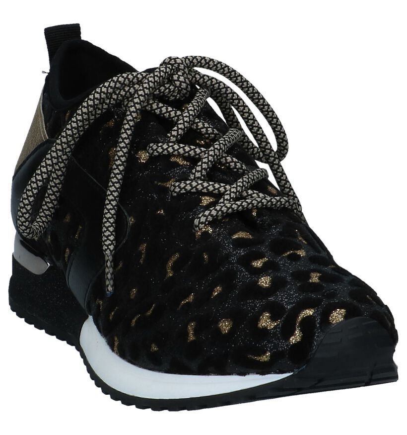 La Strada Zwarte Glitter Sneakers in kunstleer (252672)