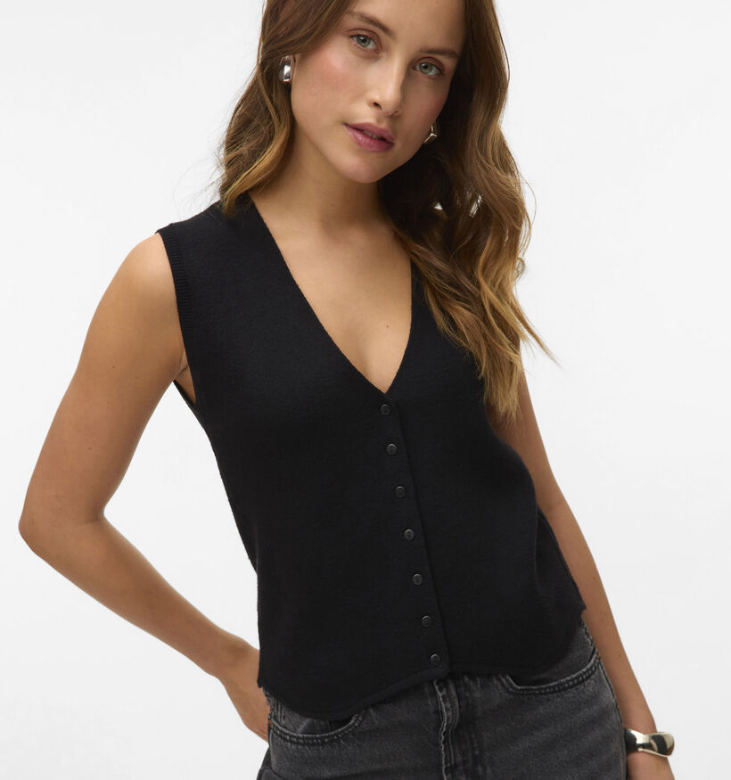 Vero Moda Gold SL V-Neck Zwarte Gilet voor dames (364527)