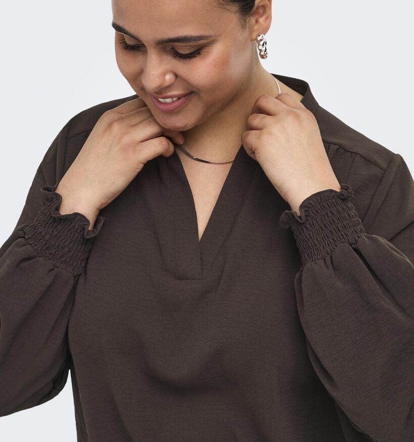 ONLY Carmakoma Metta Donkerbruine Blouse voor dames (381904)