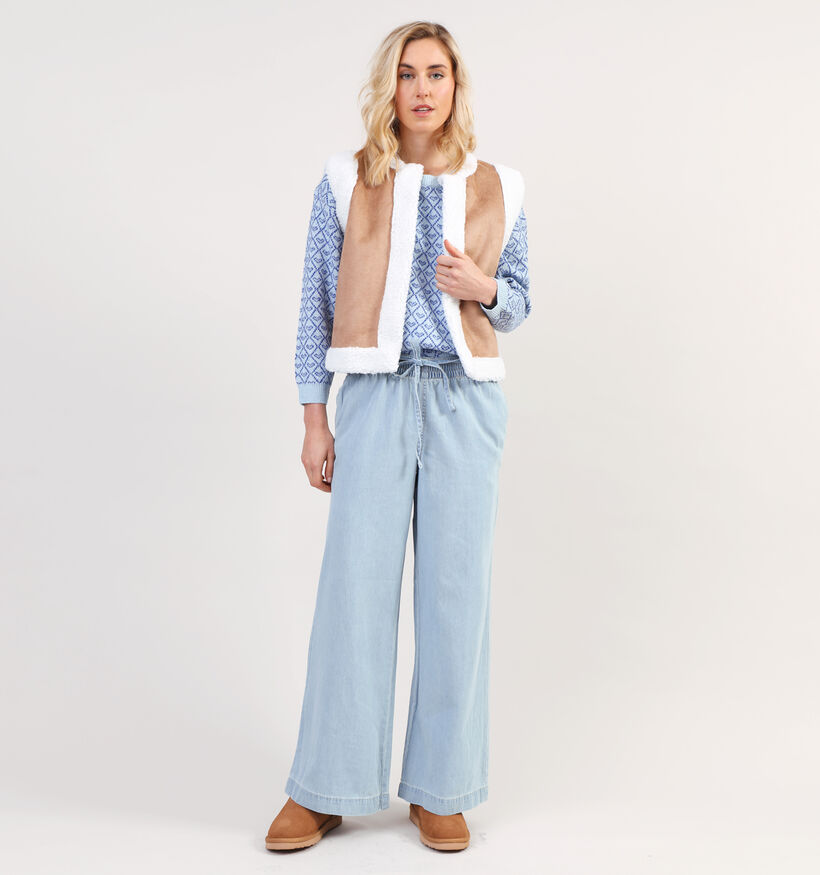 Dolce C. Veste duveteuse courte sans manches en Brun pour femmes (358489)