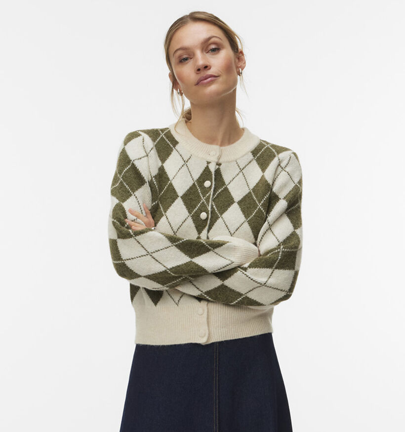 Vero Moda Halo Gilet en Beige/Vert pour femmes (377561)