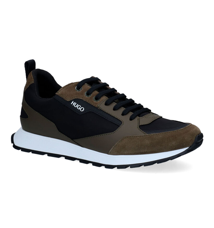 Hugo Boss Icelin Runn Kaki/Zwarte Sneakers in daim (296443)