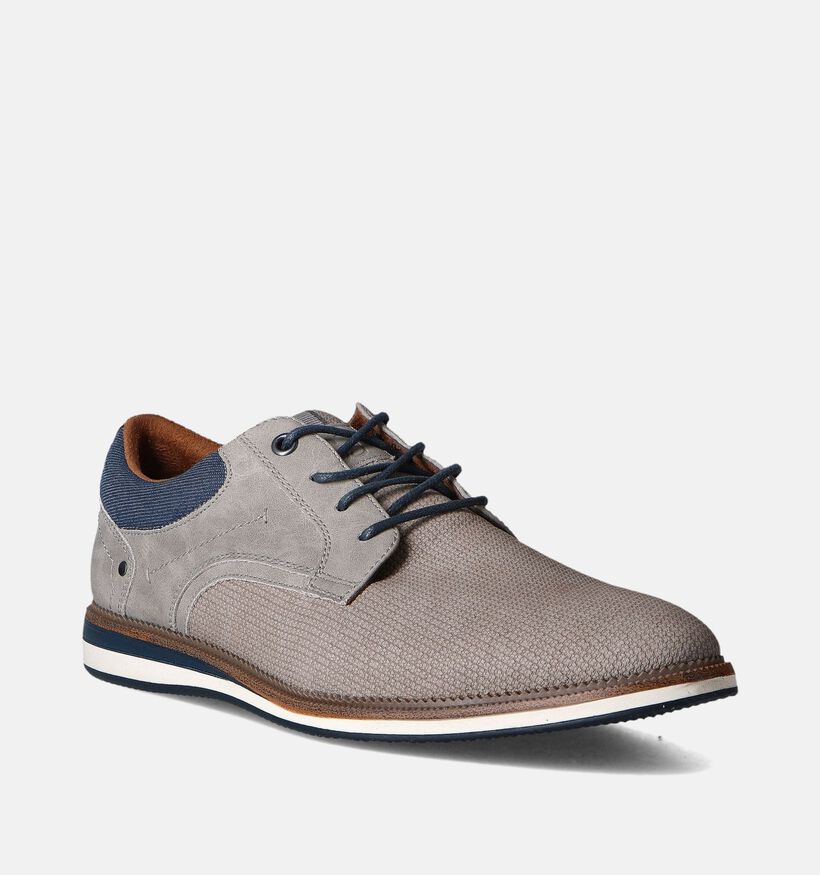 SJ Taupe Veterschoenen voor heren (354525)