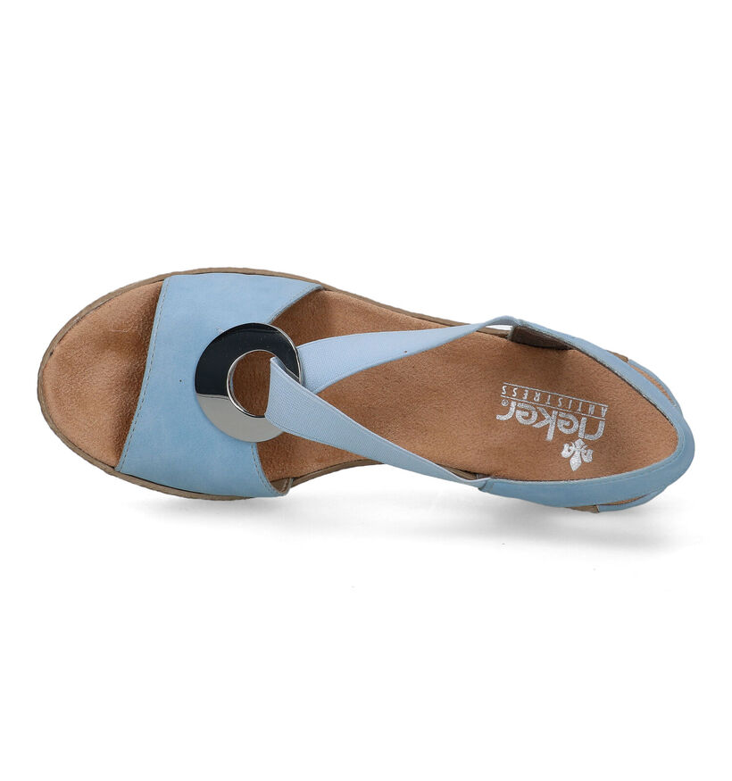 Rieker Zwarte Sandalen met sleehak voor dames (339075)