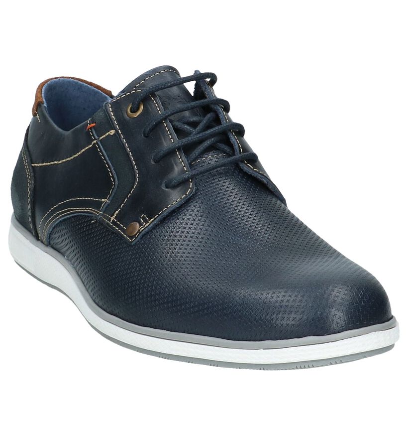 Donkerblauwe Casual Schoenen met Veters Borgo Sport Spaf in leer (209758)