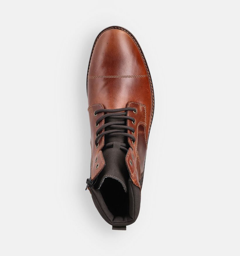 Rieker Boots &agrave; lacets en Cognac pour hommes (379815) - pour semelles orthop&eacute;diques