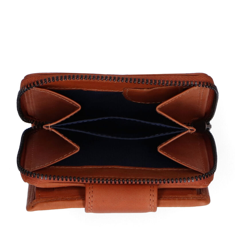 Euro-Leather Porte-monnaie zippé en Cognac pour femmes (343480)